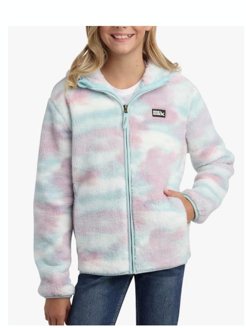 Eddie Bauer Kids Quest Fleece Plush Zip Up Hoodie Jacket Size S (7/8) Multicolor